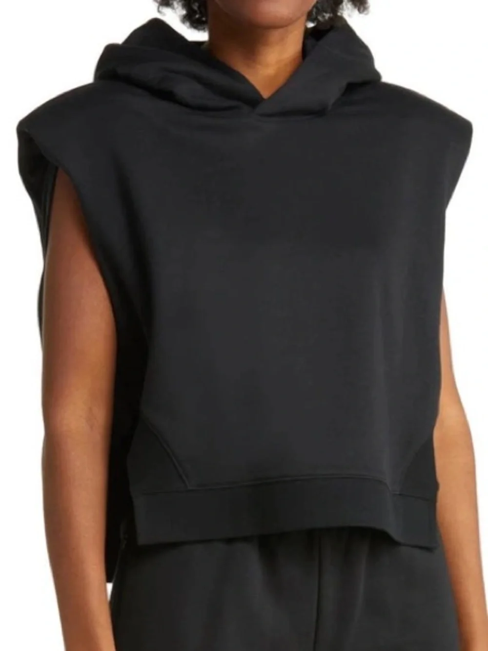 NBW ALO Yoga Black Sleeveless Hooded Muscle sweatshirt